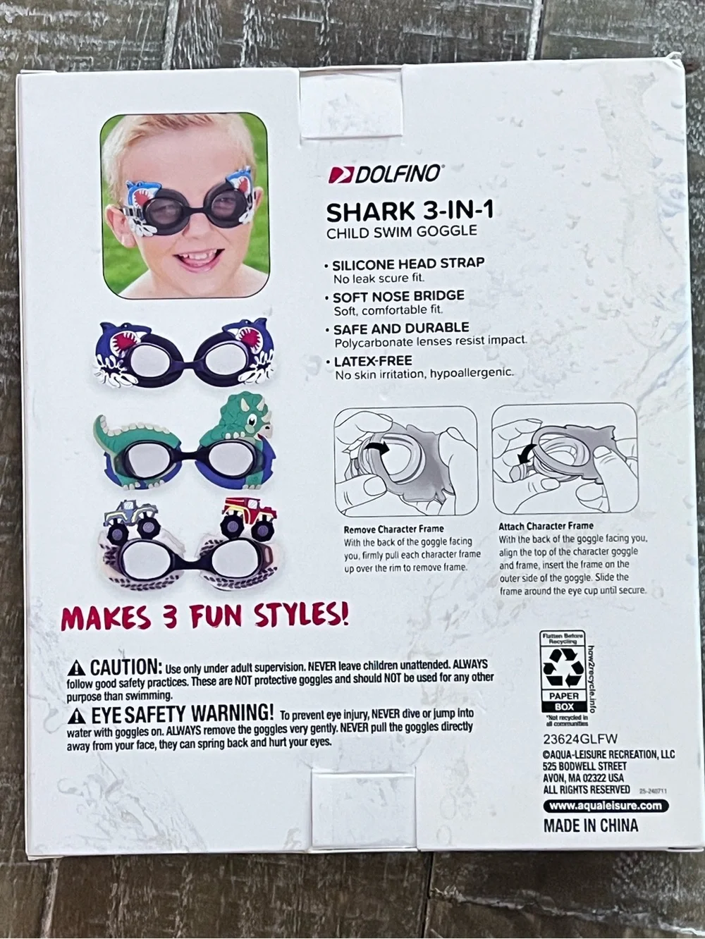 Dolfin Kids Shark & Animal Swim Goggles - Black, Blue, Green, Yellow